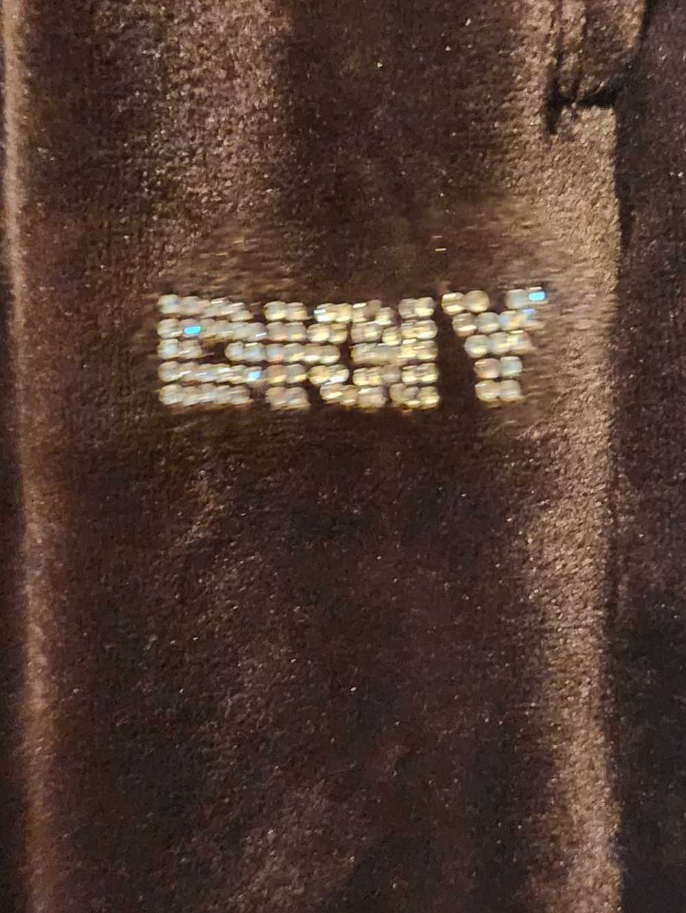 Chocolate Brown DKNY Velour Rhinestone Logo Pull-On Jogger w/pockets. Never Worn